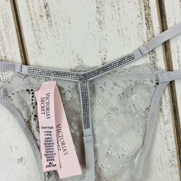 Victoria’s Secret Dream Angels Shine Strap V-String Thong Pantie Medium - Picture 7 of 8